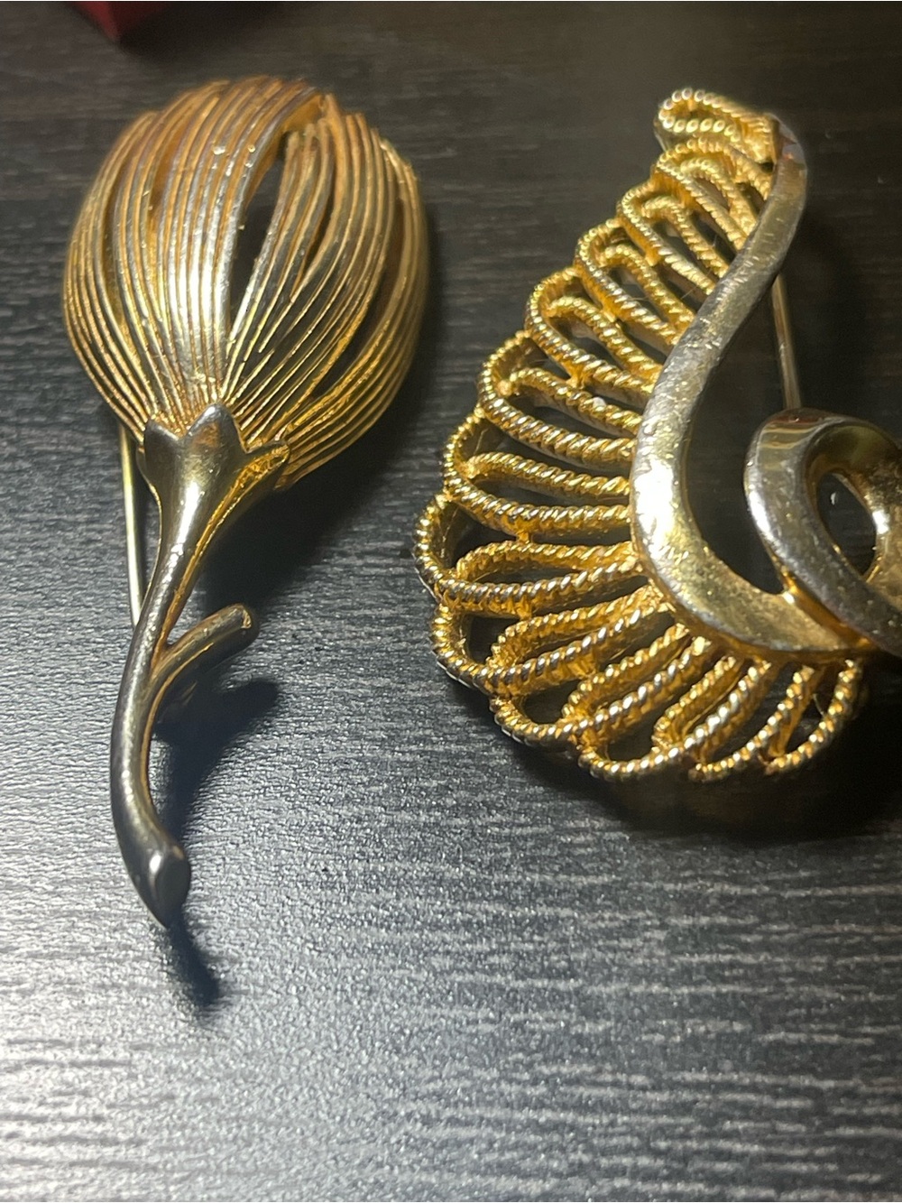 Trifari Gold-Tone Floral & Leaf Brooch Set